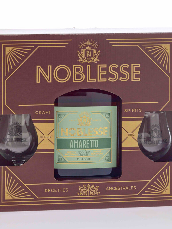 COFFRET AMARETTO + 2 VERRES NOBLESSE 70CL