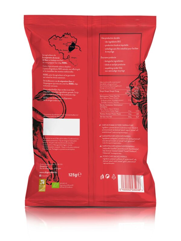 CHIPS REBEL PAPRIKA FUME  125GR