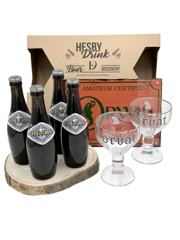 COFFRET ORVAL 4BT + 2 VERRES + PLAQUE DÉCORATIVE