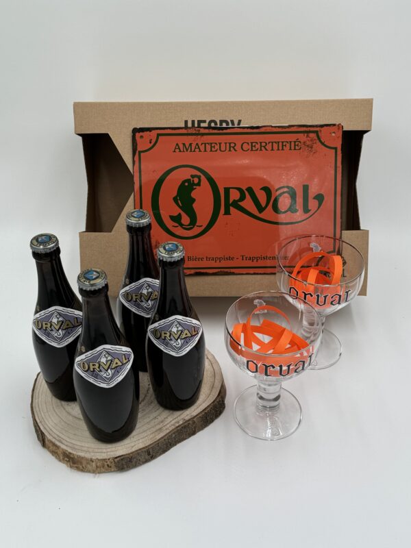 COFFRET ORVAL 4BT + 2 VERRES + PLAQUE DÉCORATIVE